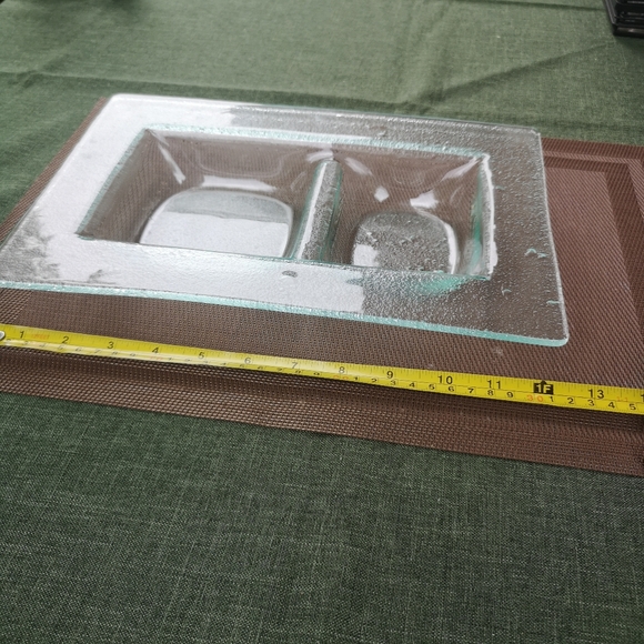 Rectangular Clear Pebble Art Textured Glass Divided Serving Tray / Dish 8"×12" - Picture 8 of 9